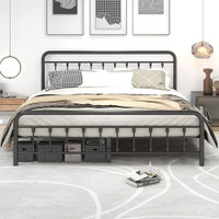 New DUMEE King Bed Frame w/ Headboard and Storage