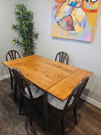 Refinished Drawtop Extendable Dining Table and 4 Chairs