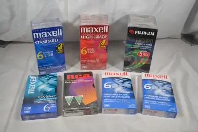 Lot of 16 New Sealed Blank VHS Tapes 5 - Fujifilm 10 - Maxell 1 - RCA Located in St. James near Grac...