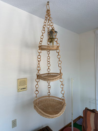 Vintage Wicker Hanging Tiered Basket 3 Levels Boho