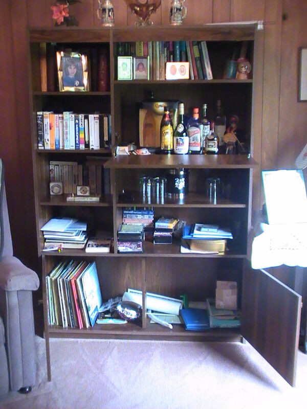 Large Wooden Bookshelf with Bar Cabinet (West Toronto) in Bookcases & Shelving Units in Oakville / Halton Region - Image 2