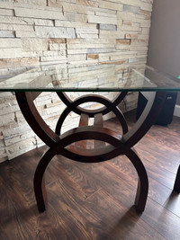 Glass Top Wood End Tables (sold as set)