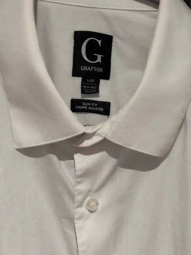 Grafton White Slim Fit Dress Shirt L/G 16-16.5 32/33 in Men's in Kitchener / Waterloo - Image 5