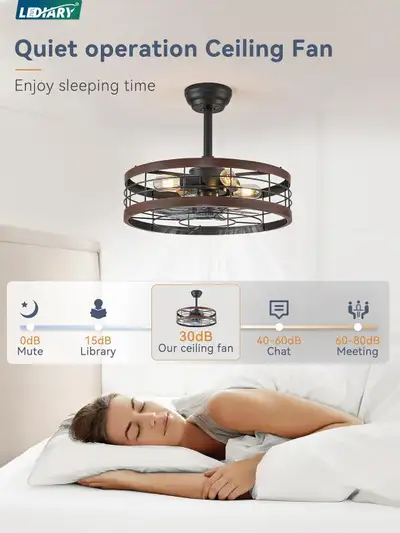 LEDIARY 20" Fandelier Ceiling Fan – Bladeless, LED Light, Remote, View more