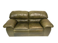 Olive Green Leather Sofa/Couch