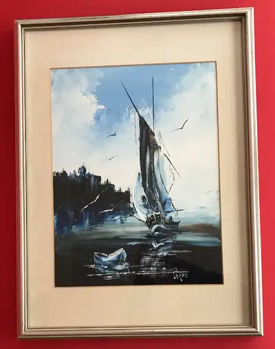 Signed Paque / Serge Paquet Sailing Ship Original Oil Painting, View more