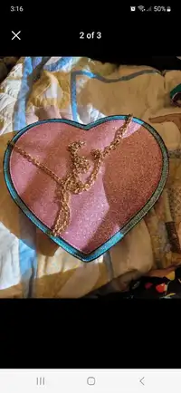 Sparkly, glittery heart shaped purse
