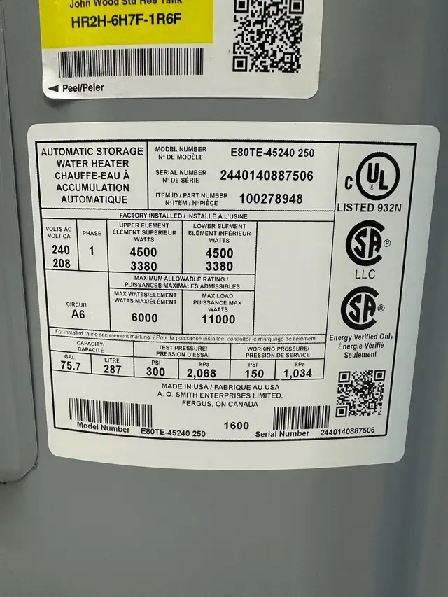 75 Gallon Electric Water Heater in Heaters, Humidifiers & Dehumidifiers in Kingston - Image 3
