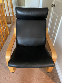 IKEA POANG leather chair and stool