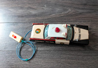 Tin car police jouet antique à batterie, fonctionnel, 1 pied de