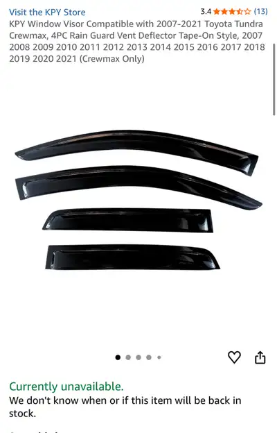 KPY Window Visor 07-21 Toyota Tundra, View more
