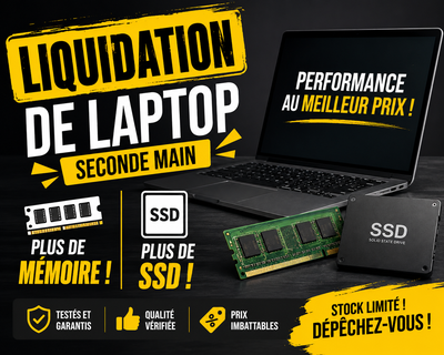 Liquidation de laptop seconde main, plus de mémoire et SSD !, View more