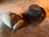 Vintage oil skin cowboy hat & Sheep skin hat
