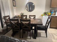 $90 dining table with 6 chairs