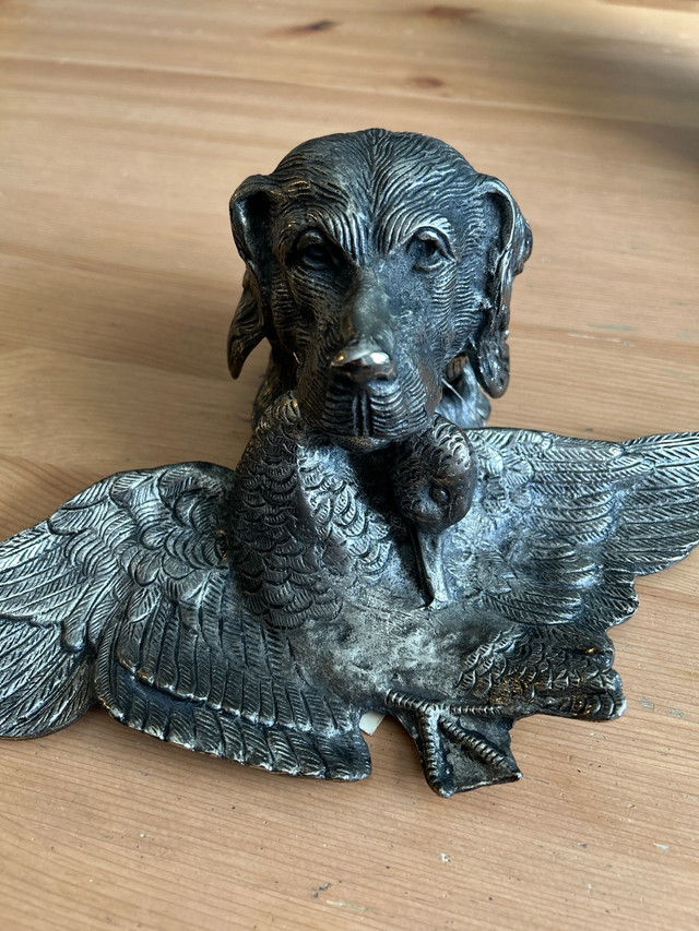 Antique Inkwell: Hunting Dog with Duck in Arts & Collectibles in Calgary