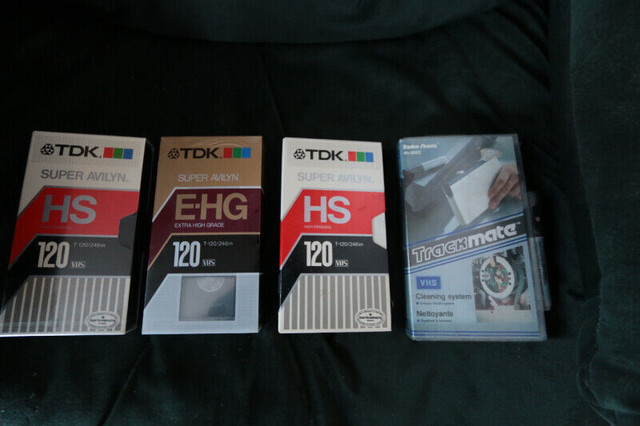 Lot of 3 VHS T-120 tapes & Head cleaner kit in CDs, DVDs & Blu-ray in Banff / Canmore