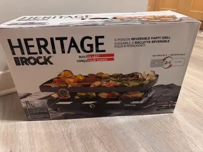 I'm selling a brand new Heritage The Rock 8-Person Reversible Party Grill, perfect for family gather...
