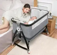 Afgbf 3 in 1 Bedside Crib with Adjustable 6 Height