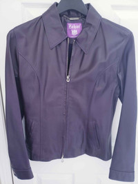 NEW Medium Purple Leather Jacket Cropped Biker Zip Fitted Sexy