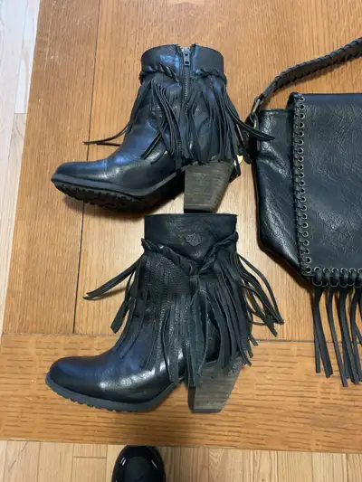 Woman's Harley Davidson Boots With Matching Purse Retta Black Size 6.5