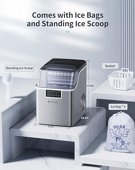 HALF PRICE - ECOZY Countertop Ice Maker - Makes 44lbs a day! in Other in City of Toronto - Image 3