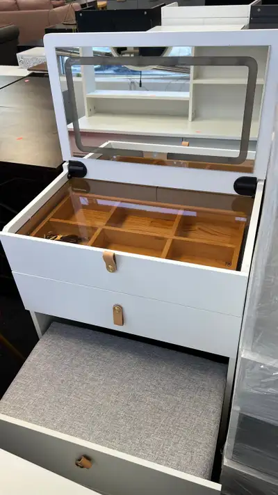 Makeup Vanity Desk with Mirror and Light, Compact Vanity Desk wi, View more
