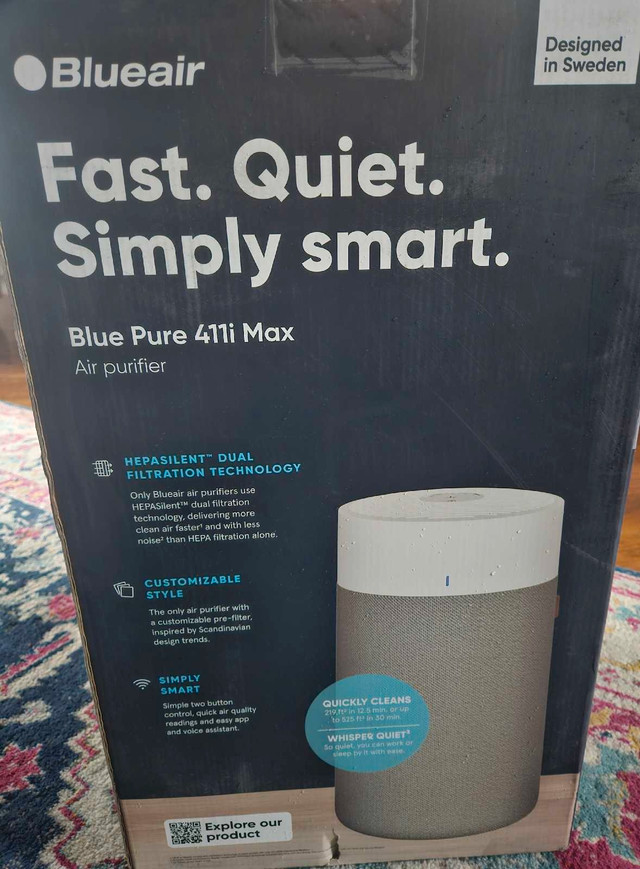 Brand new *unopened* SUPER quiet blueair 411i max air purifier in General Electronics in Peterborough