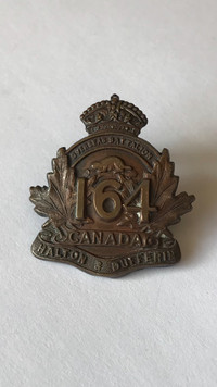 WW1 CEF 164 Halton Dufferin Overseas collar $20