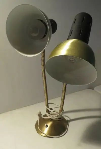 VINTAGE MCM DOUBLE  GOOSENECK DESK LAMP RETRO LIGHTS, View more