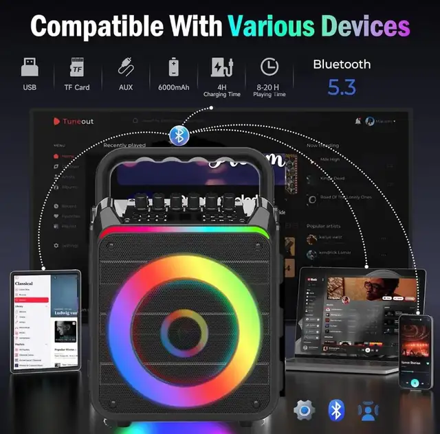 Karaoke Machine with 2 Wireless Microphones,Speaker in Speakers in Markham / York Region - Image 5