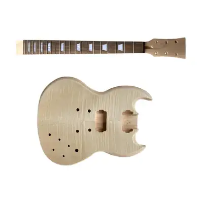 SG Style DIY Guitar Kit. Baswood body  with Flamed Maple veneer, View more