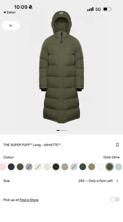 super puff long climate dark olive , View more
