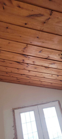 Cedar plank ceiling 