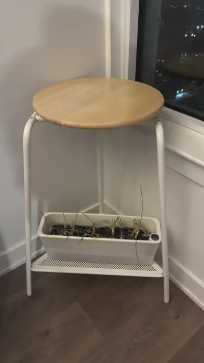 Modern 2-Tier Plant Stand / Side Table - White & Wood, View more