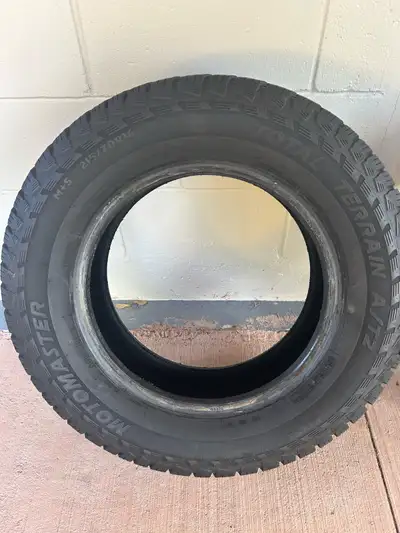 2 Motomaster Total Terrain 215/70/16 snow tires $100 Great condition.