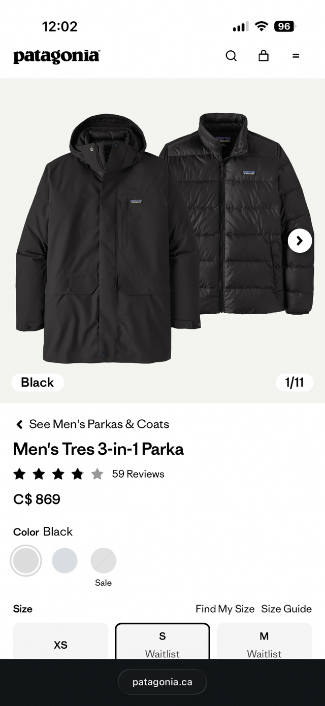 BRAND NEW Men's Patagonia Tres 3-in-1 Parka in Black (Size S) in Men's in City of Toronto - Image 9