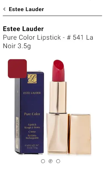 This is an Estee Lauder Pure Color Lipstick, shade #541 La Noir, with 3.5g of product. , ready to ad...