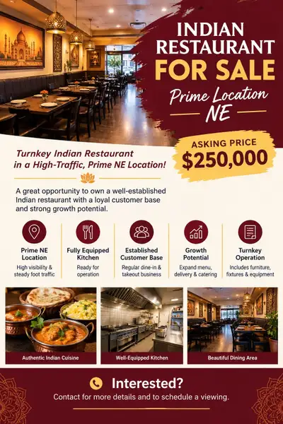 Indian restaurant for sale Calgary north east Loyal customer base You can open new concept if you wa...
