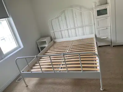 Ikea QUEEN White Metal Bed Frame - No Mattress / *Free Delivery, View more