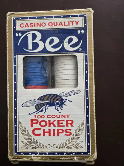 Spice up your poker nights with this vintage set of Bee Casino Quality Poker Chips, including 100 en...
