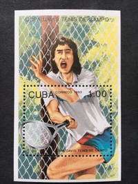 TIMBRE FEUILLET, CUBA 1993, TENNIS, un timbre.