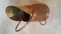 Vintage Belgium Mecan Hammered Copper Brass Coal Scuttle Bucket