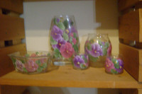 5 piece glassware with Pansy's