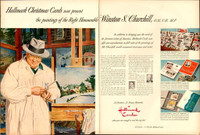 1950 2-page color ad Winston Churchill Hallmark Christmas cards