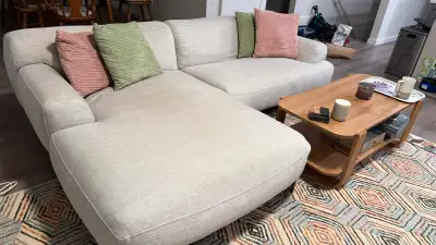 Light grey sofa, a few years old. Abisko sofa from The Article. In good condition, fairly firm, low...