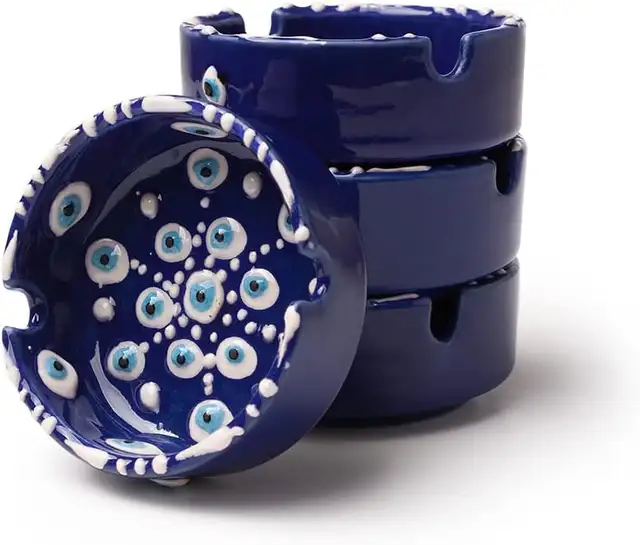 KAIRA - Cute Handpainted Ceramic Cigarette Ashtray (Evil Eye 1)