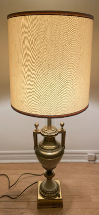 Vintage Stiffel Trophy Lamp (40") - Brass and White Ceramic