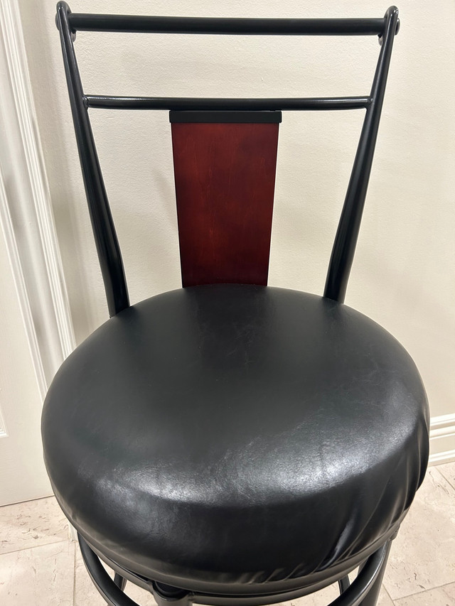 SOLD! Black leather swivel counter stools-Reduced again! in Chairs & Recliners in Mississauga / Peel Region - Image 2