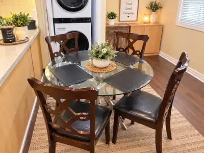 Round Glass Dining Table with 4 Chairs, View more