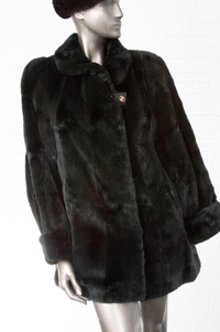 Manteau de vrai rat musqué rasé, très doux, grandeur large